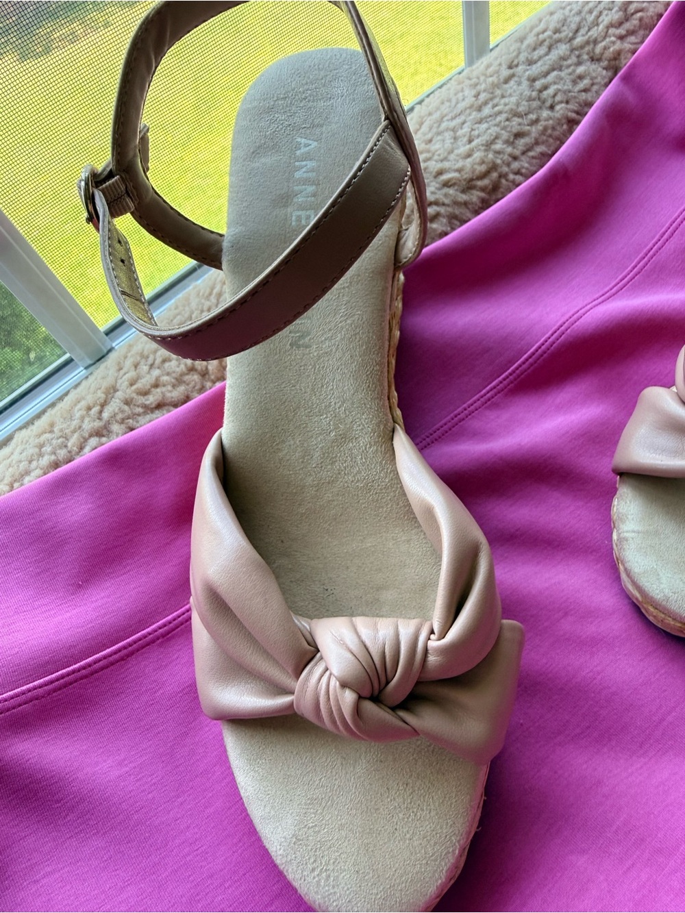 Anne Klein Blush Knotted Front Ankle-Strap Heels - Picture 4 of 7